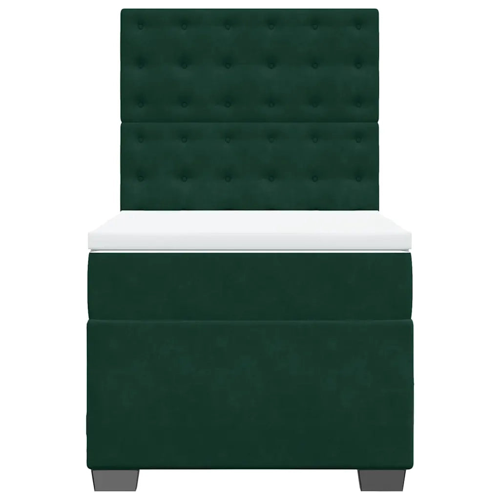 Giroletto a Molle con Materasso Verde Scuro 80x200 cm Velluto