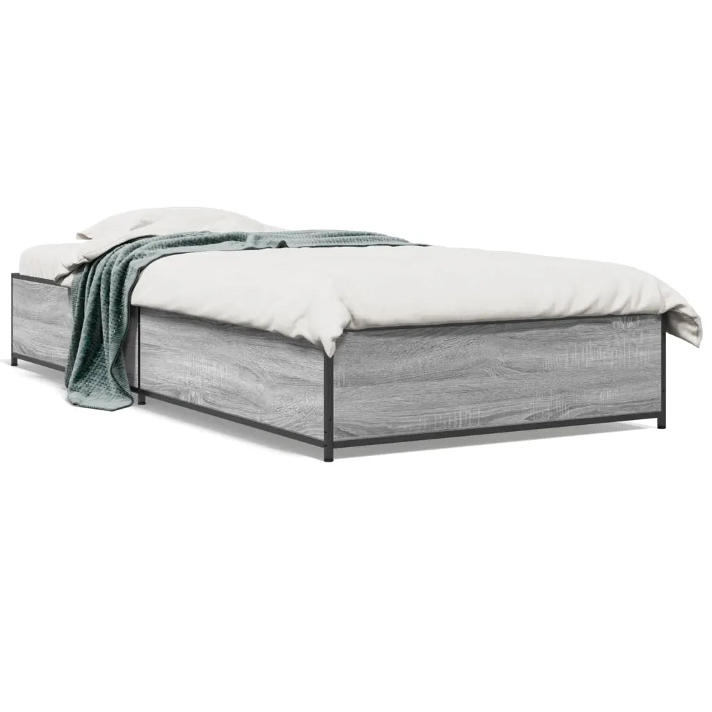 Giroletto-Struttura Letto Grigio Sonoma 75x190cm in Legno Multistrato e Metallo 194798