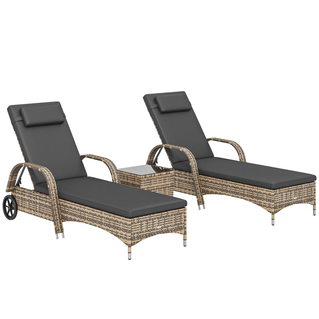 Set 2 Lettini Bagnosole con Materasso e Tavolino ¨C zephmum ¨C Grigio Scuro