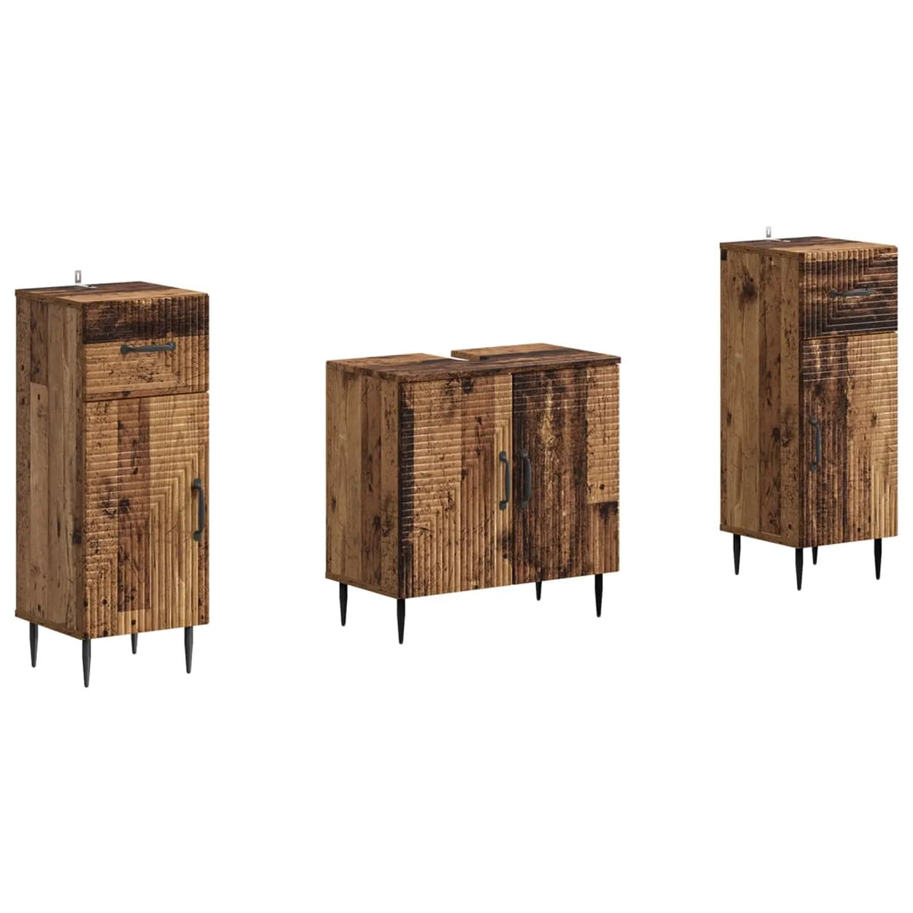 Set di Armadi da Bagno da 2 Pezzi HAARLEM Legno antico 3418024