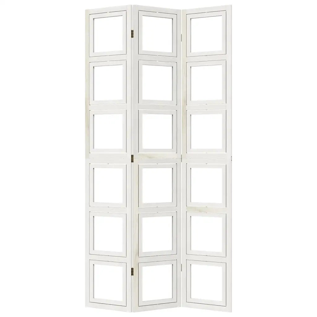 Divisorio Ambienti 3Pannelli Bianco Legno Massello di Paulownia