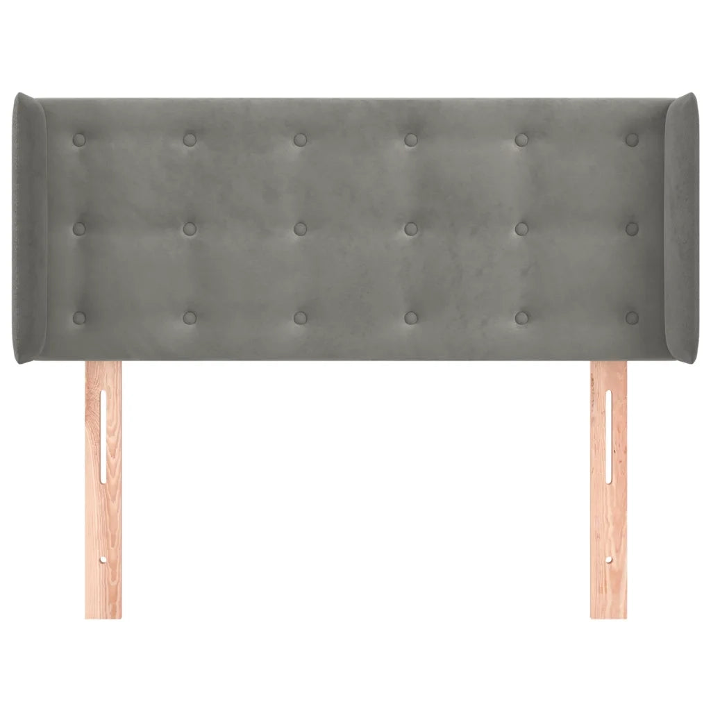Testiera ad Orecchio Grigio Chiaro 103x16x78/88 cm in Velluto