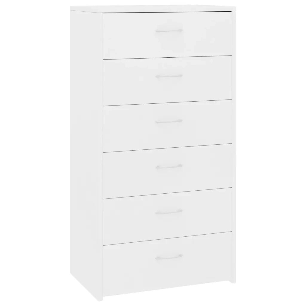 Credenza con 6 Cassetti-Buffet-Armadio da cucina Bianca 50x34x96 cm in Legno Multistrato