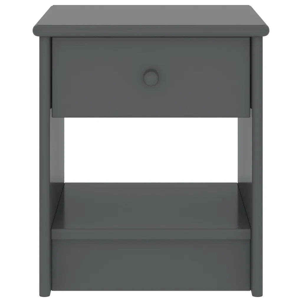 Comodino Grigio Scuro 35x30x40 cm in Legno Massello di Pino cod mxl 30486