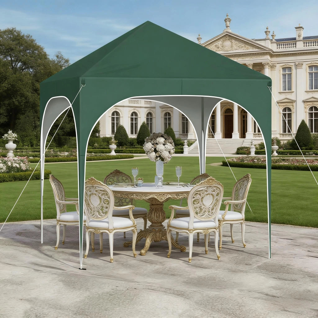 GAZEBO 2x2 m in metallo e tessuto Oxford verde con pareti laterali