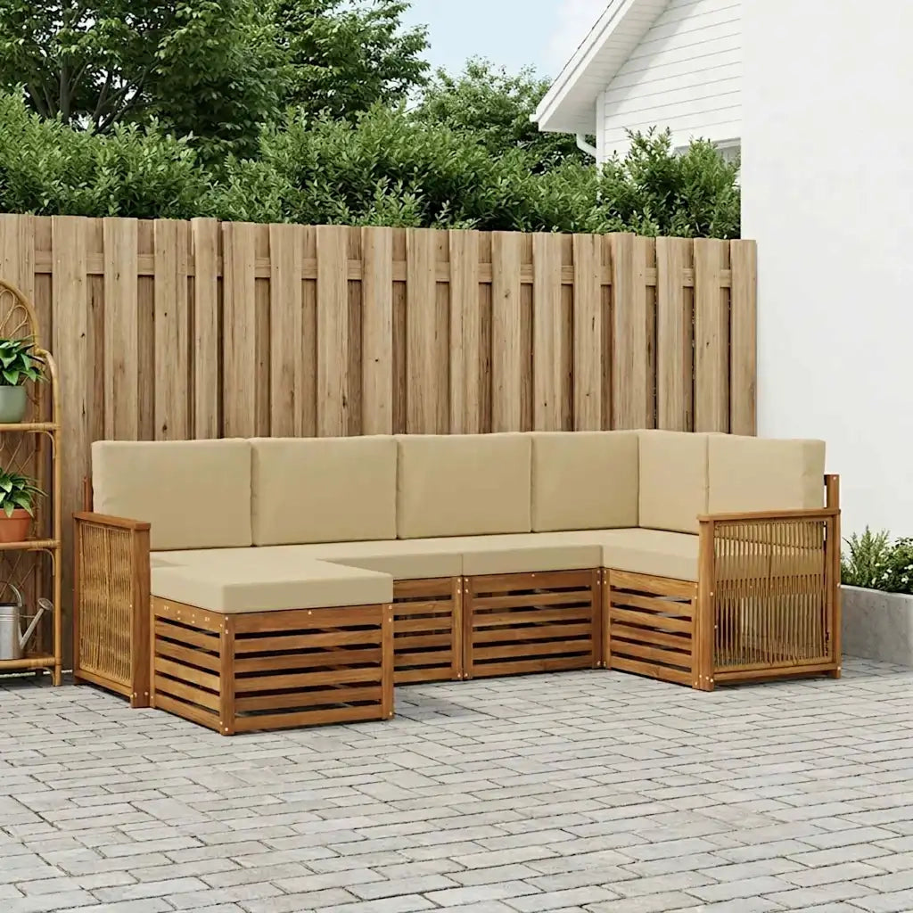 Set divano sezionale con cuscino 5 pcs Naturale 3384569