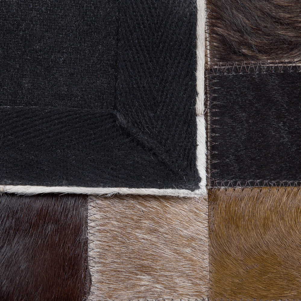 Tappeto Marrone con Pelle Beige 140 x 200 cm Moderno Patchwork Pelle Bovina Artigianale