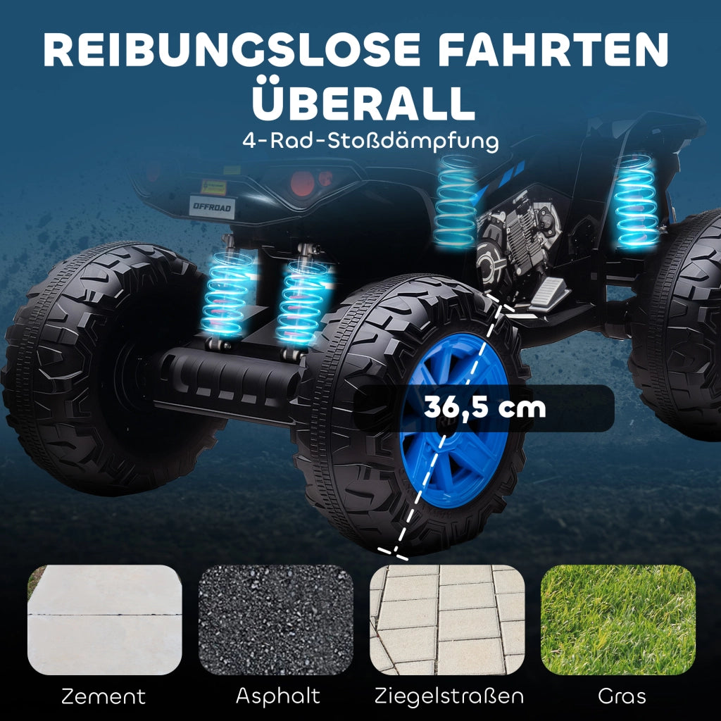 Quad Elettrico per Bambini 24V ¨C zephmum ¨C 4 Ruote, Fari, USB, MP3, 6.5 km/h, 3-8 Anni