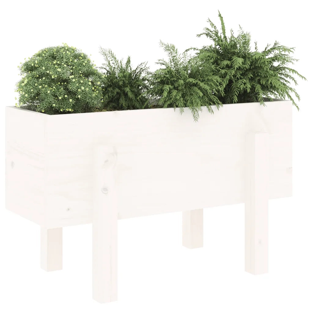 Fioriera | Cassetta per fiori | Vaso da Giardino Bianca 62x30x38 cm Legno Massello di Pino