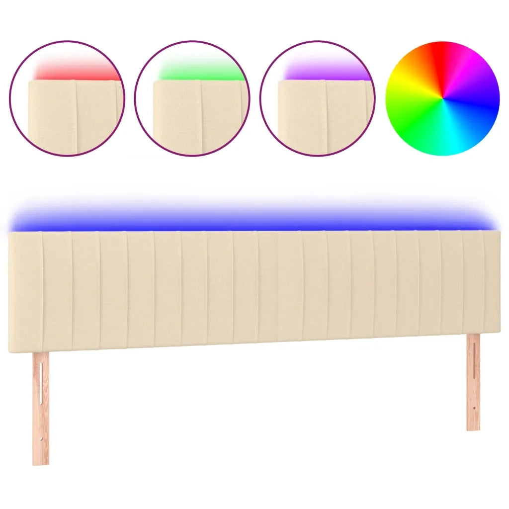 Testiera a LED-Testata con LED Crema 180x5x78/88 cm in Tessuto 287437