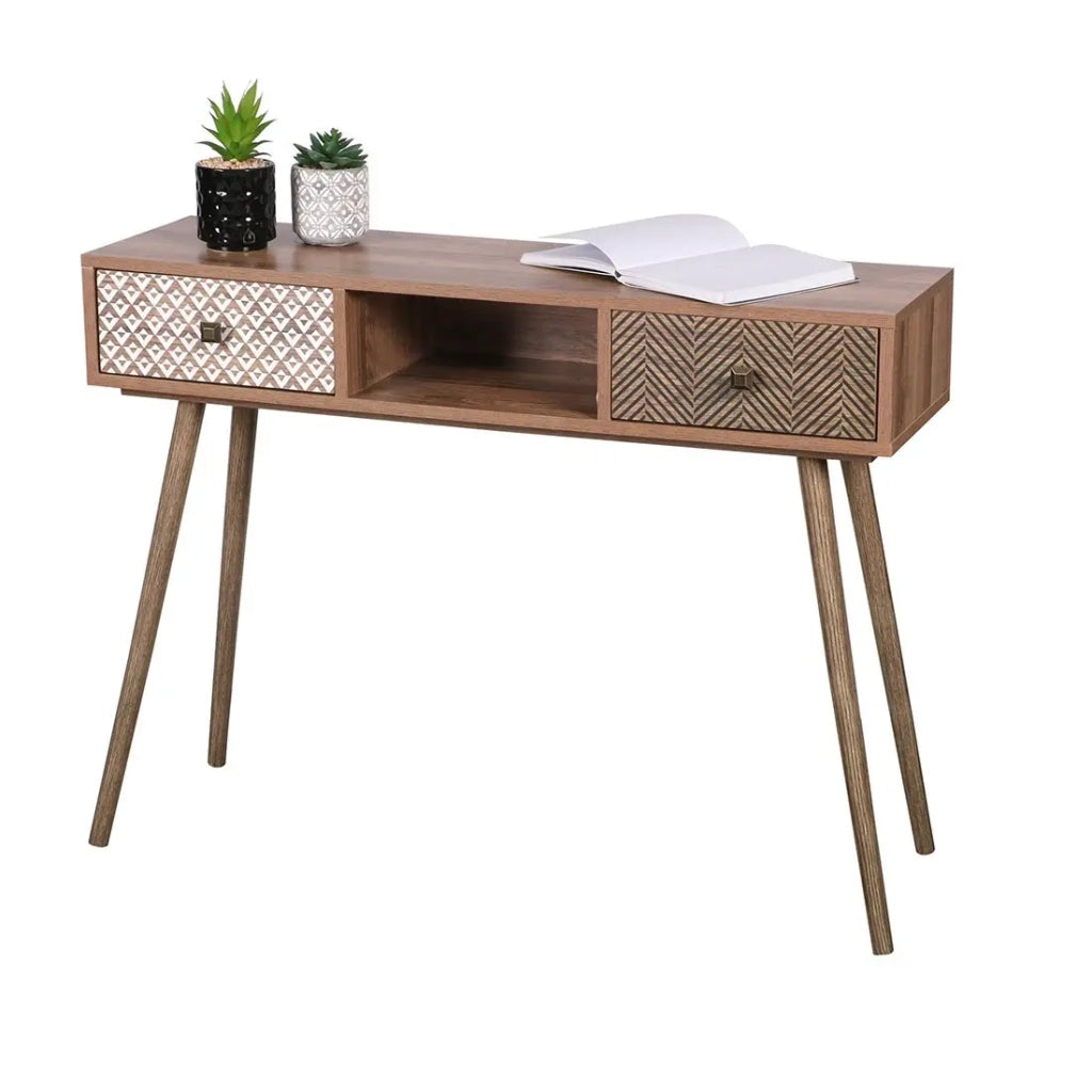 Consolle ALTA color rovere chiaro con 2 cassetti - Design scandinavo e pratico contenitore