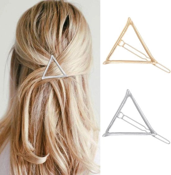 Clip per Capelli a Treccia in Metallo a Forma di Triangolo, 2 Pack, Accessori per Capelli per Donne e Ragazze, Giallo Oro
