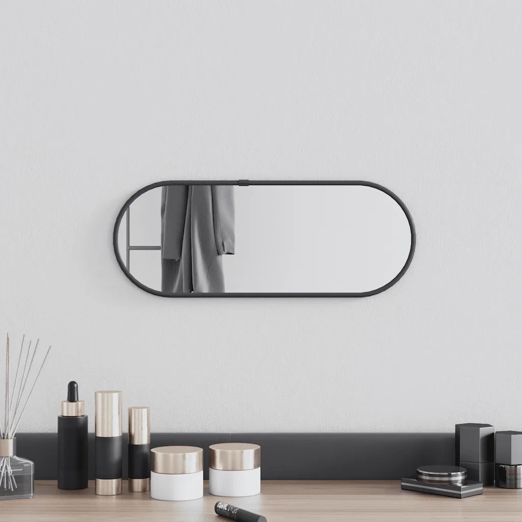 Specchio da Parete-Specchio a Muro-Specchio Decorativo Nero 40x15 cm Ovale