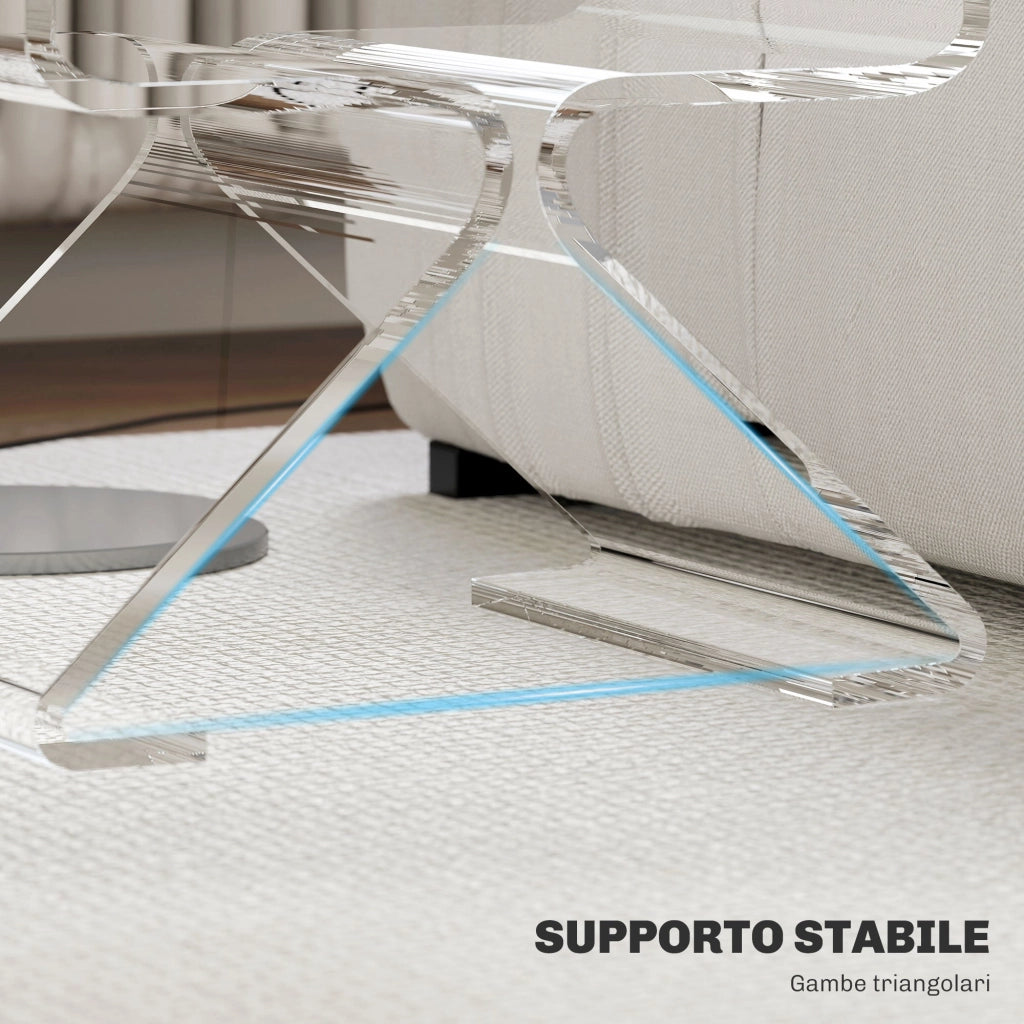 Tavolino da Soggiorno Basso Design Geometrico a 2 Livelli 40x30x45 cm in Acrilico Trasparente
