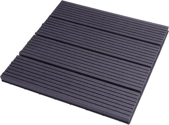 Set di Tegole da Giardino con Sistema di Chiusura a Clic - Pacchetto da 11 - Resistente al Tempo e Solido - Tegola da Giardino, Tegole da Giardino - 30x30x1,8 cm - Antracite