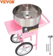 Macchina per la produzione di zucchero filato elettrica con carrello - Regolazione digitale della temperatura - Flossmaker commerciale - Acciaio inossidabile - 1000W