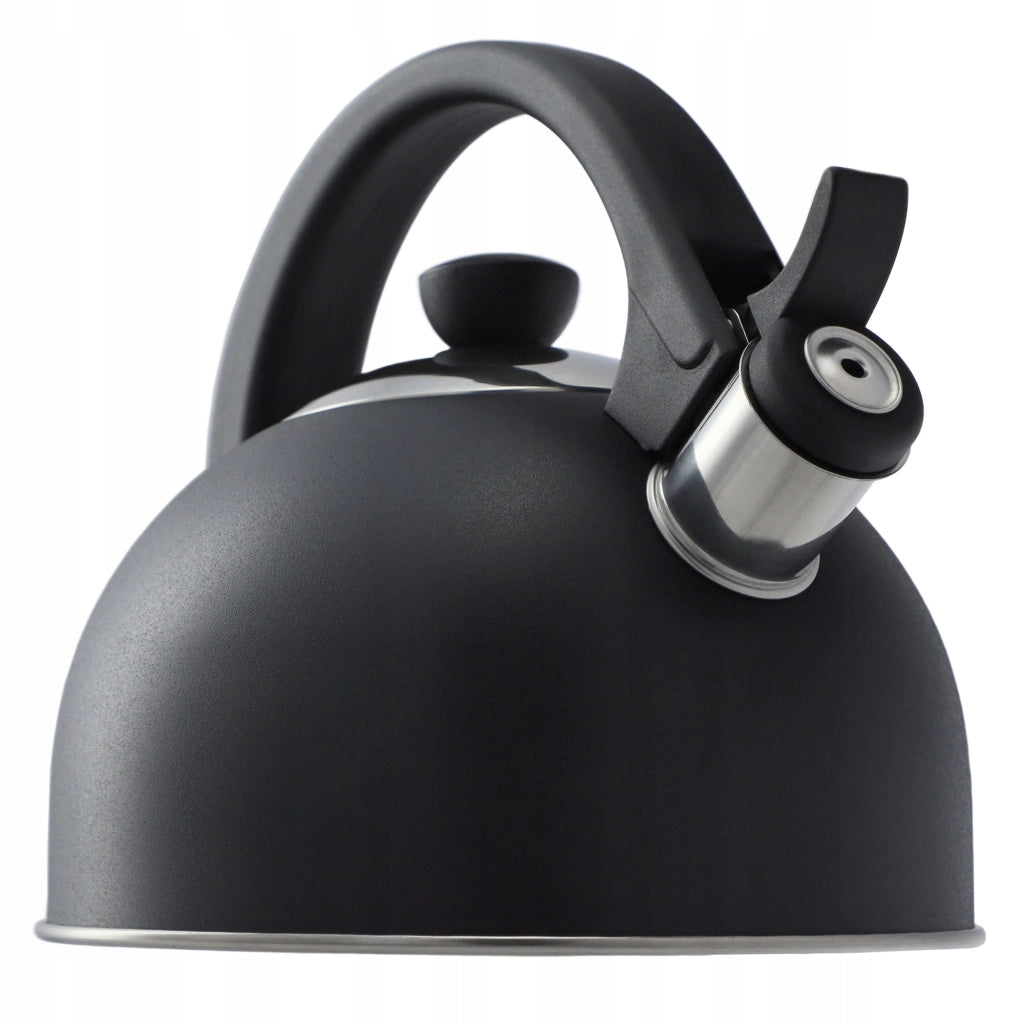 Bollitore a gas/induzione KADAX con fischietto, 1,7 l, in acciaio antracite, stile tradizionale.