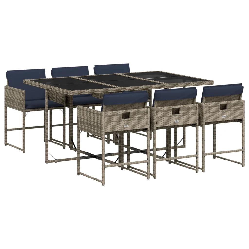 Set da pranzo da giardino da 7 pz con Cuscini in Polyrattan Grigio 3278040