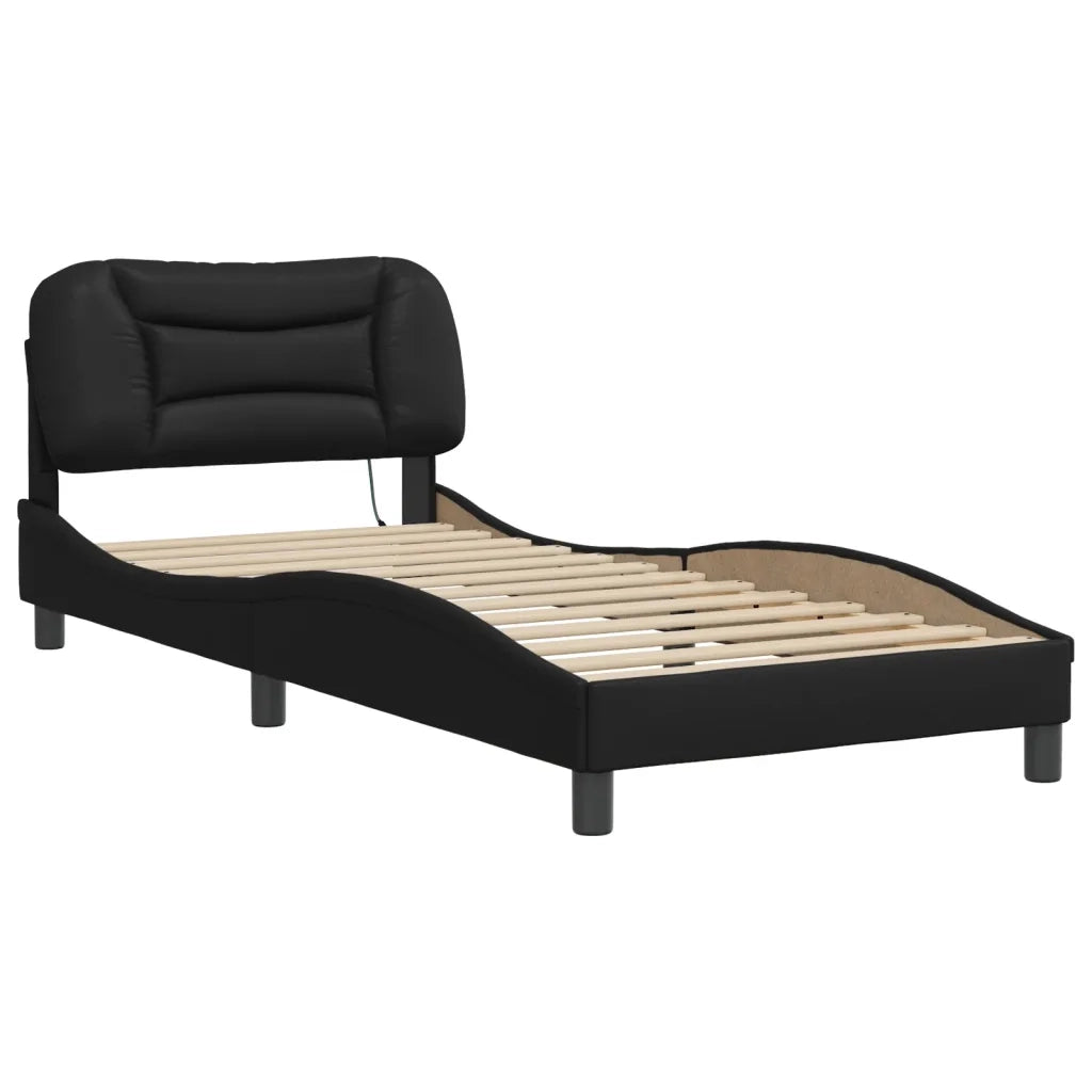 Giroletto con LED senza Materasso-Struttura Letto Hvar Nero 90x190 cm