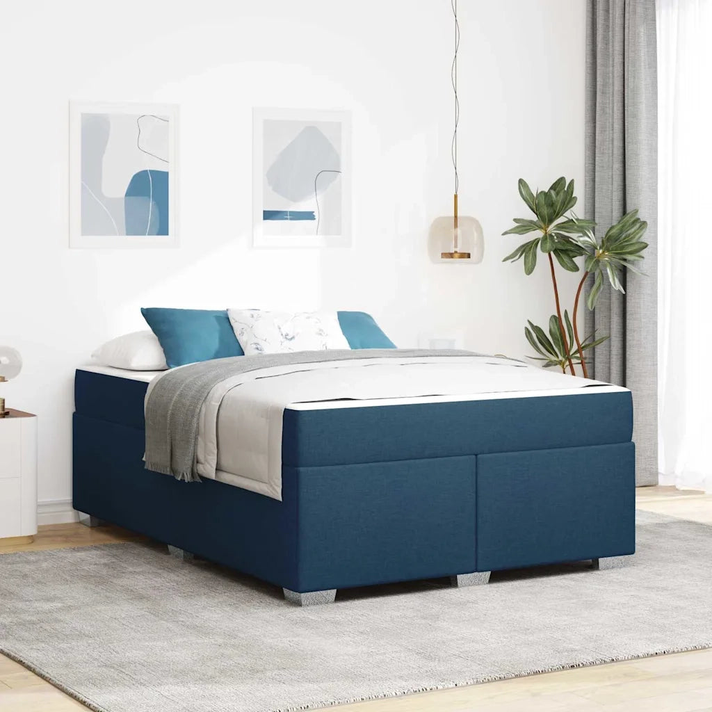 Struttura del letto con materasso Blu 160 x 200 cm Tessuto