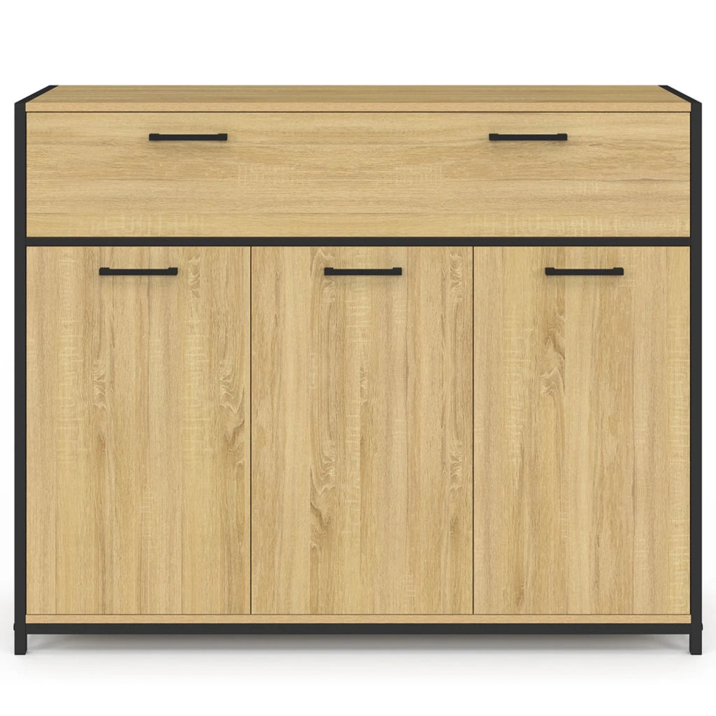 IDMarket - DETROIT Credenza da 100 cm con 3 ante e 1 cassetto, design industriale