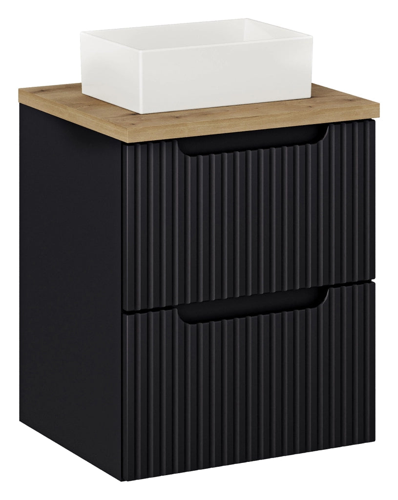Set mobili bagno 50 cm con piano e lavabo da appoggio Gaja Nova Black 50 x 1401 x 40 cm