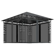 Gazebo | Pergolato con Zanzariera e Luci LED 3x3x2,73 m Antracite