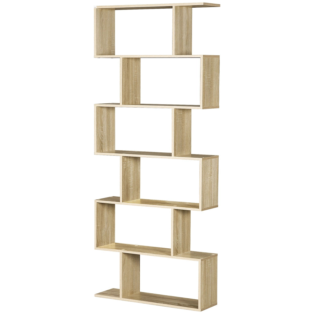 Libreria Zig Zag Design Moderno ¨C zephmum ¨C 80x23x192 cm 6 Livelli Colore Quercia Chiaro