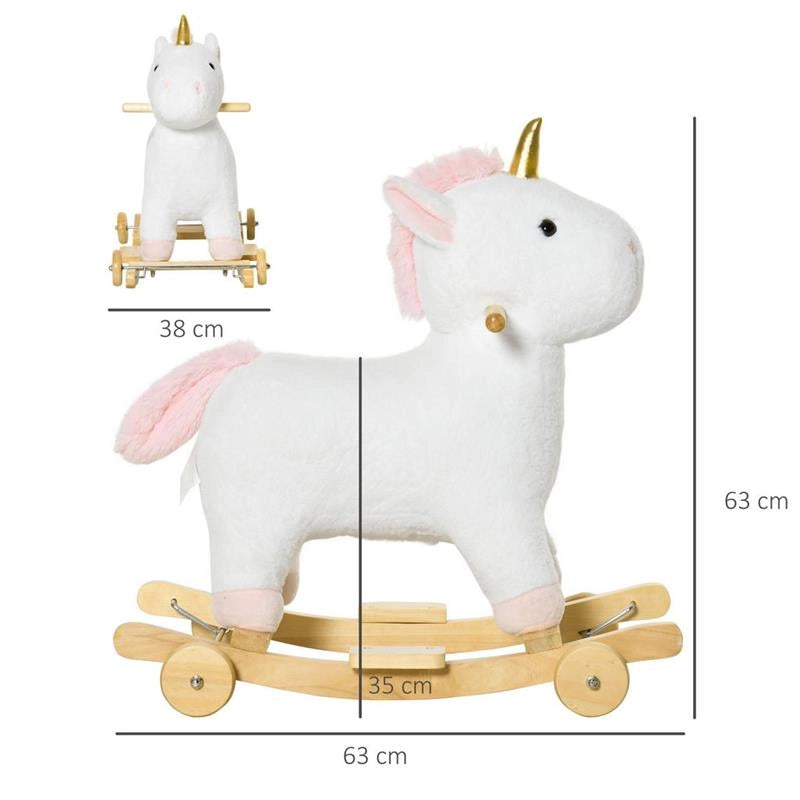 CAVALLO A DONDOLO A FORMA DI UNICORNO BIANCO