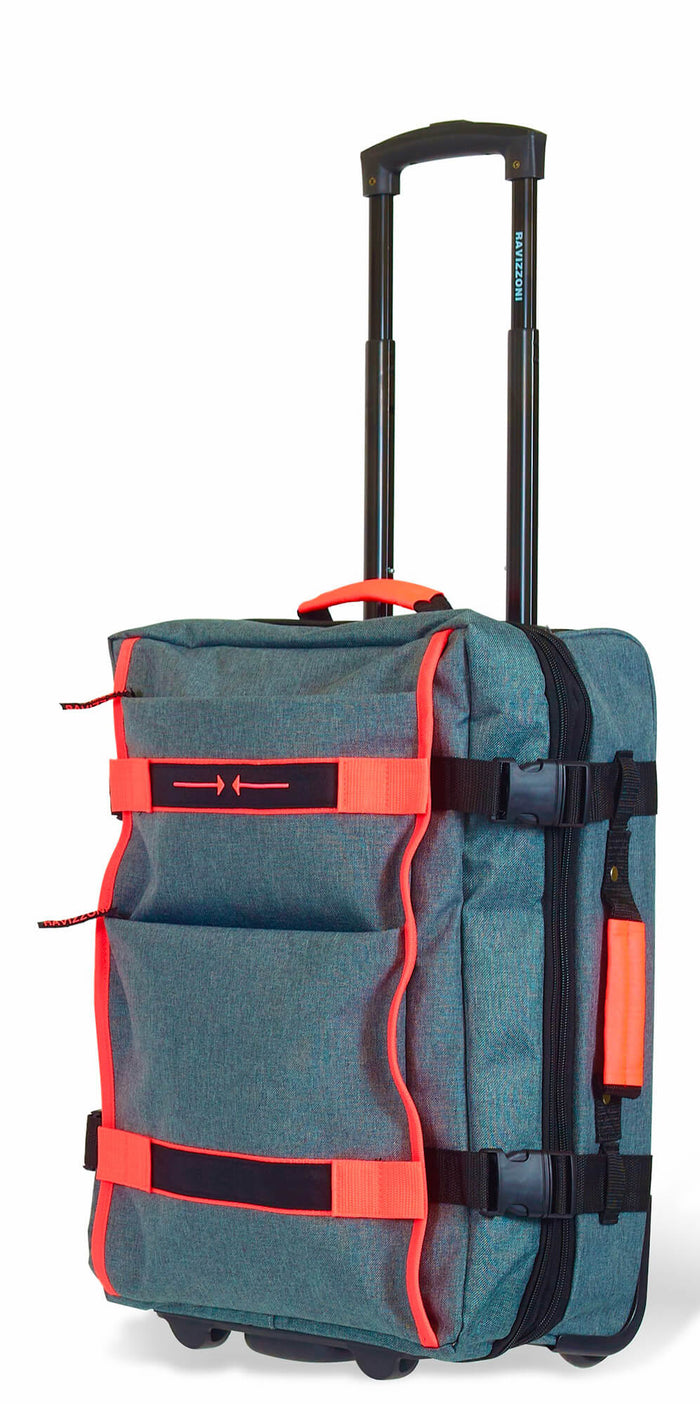 Trolley Valigia Bagaglio a Mano Morbida Espandibile in Poliestere 2 Ruote Ravizzoni Salvaspazio Grigio/Coral