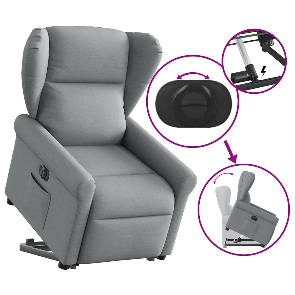 Poltrona Reclinante Alzapersona Elettrica Grigio Chiaro Tessuto 3303394