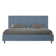 BS COM Letto matrimoniale king size contenitore imbottito 200x200 microfibra blu