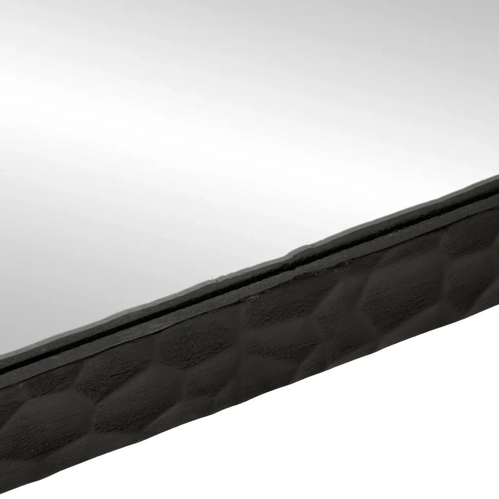Specchio da Bagno Nero 50x70x2,5cm Legno Massello Mango e Vetro 356850
