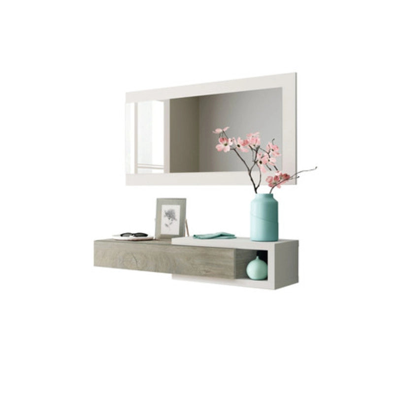KIT INGRESSO 1 CASSETTO + SPECCHIO NOON BIANCO/QUERCIA FORES HABITAT 1 PZ