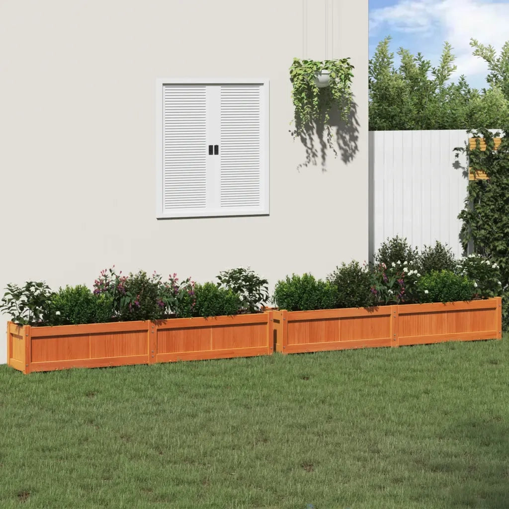 Fioriere da Giardino 2pz Marrone Cera Legno Massello di Pino 837499