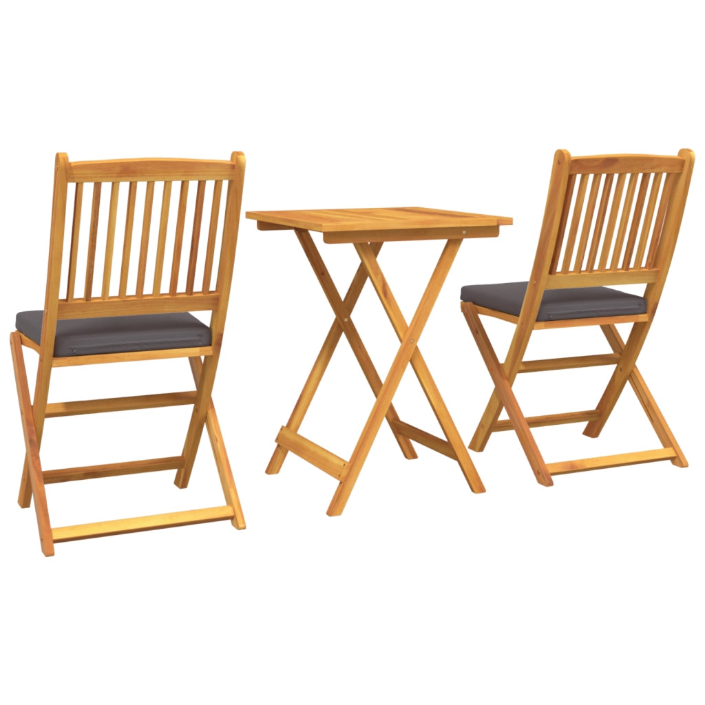 Set da giardino bistro 3 pezzi in legno massello di acacia