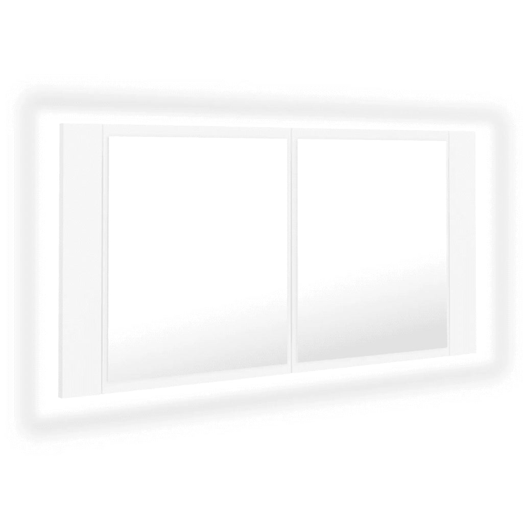 Armadietto a Specchio con Luci LED-Mobiletto a specchio Bianco 90x12x45 in Acrilico