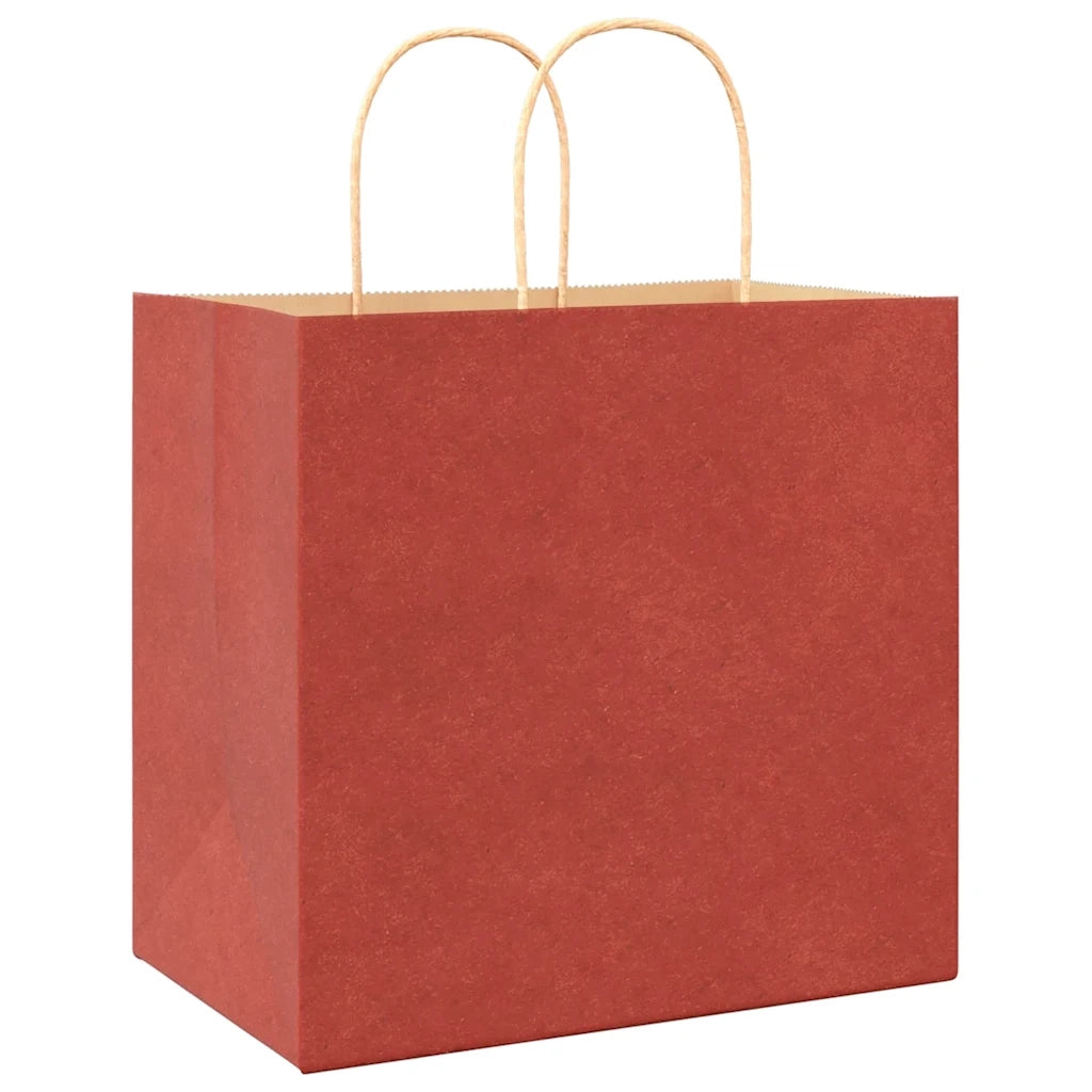 Sacchetti di Carta 250 pz con Manici Rossi 26x17x25 cm