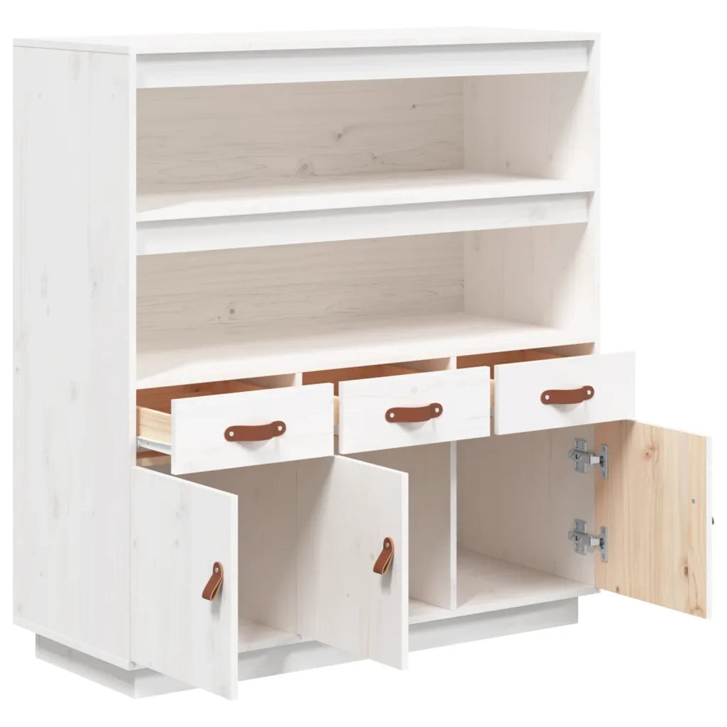 Credenza Bianca 100x40x108,5 cm in Legno Massello di Pino 820163