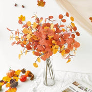 6 pezzi di stecchi di eucalipto artificiali, piante artificiali realistici come decorazione autunnale, fiori di autunno artificiali da 60 cm per vasi, cancelletti, decorazione da tavola e arredo domestico (arancione e giallo)