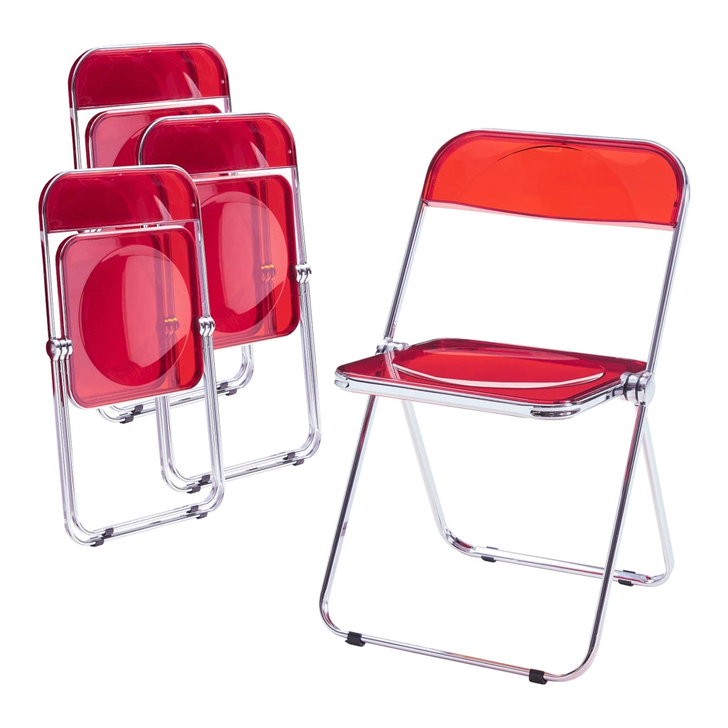 Set di 4 sedie pieghevoli da campeggio 74 x 46 x 47 cm rosse 03_0009851