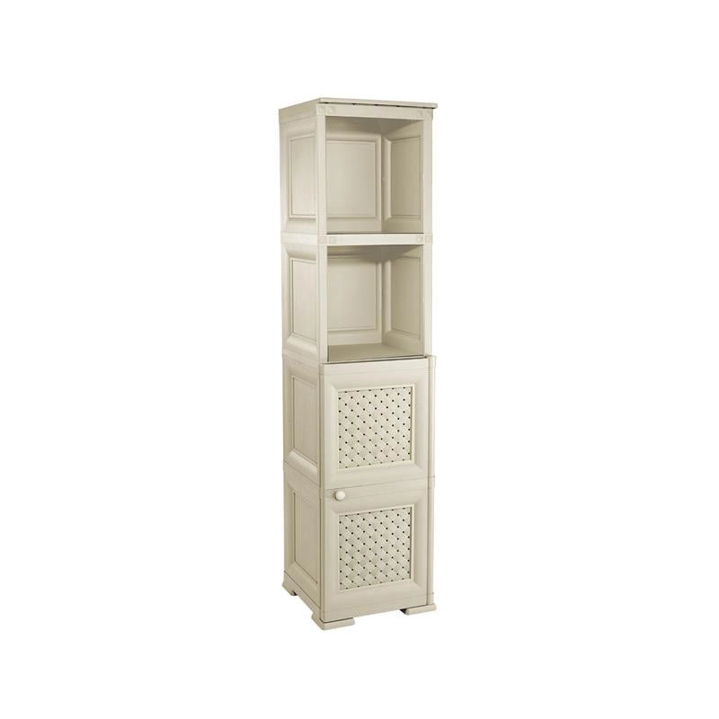 MOBILE BAGNO SALVASPAZIO 4 MODULI ANGORA 40X43X164 CM CON ANTA EFFETTO LEGNO E RIPIANI A VISTA – MOBILE CONTENITORE VERTICALE PER ARREDO BAGNO