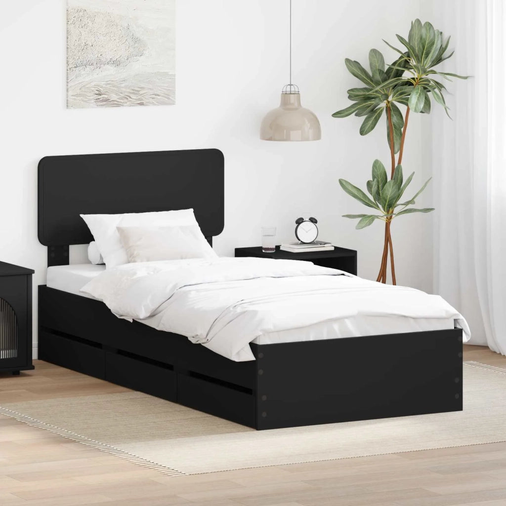 Struttura del letto Nero 75 x 190 cm Legno ingegnerizzato