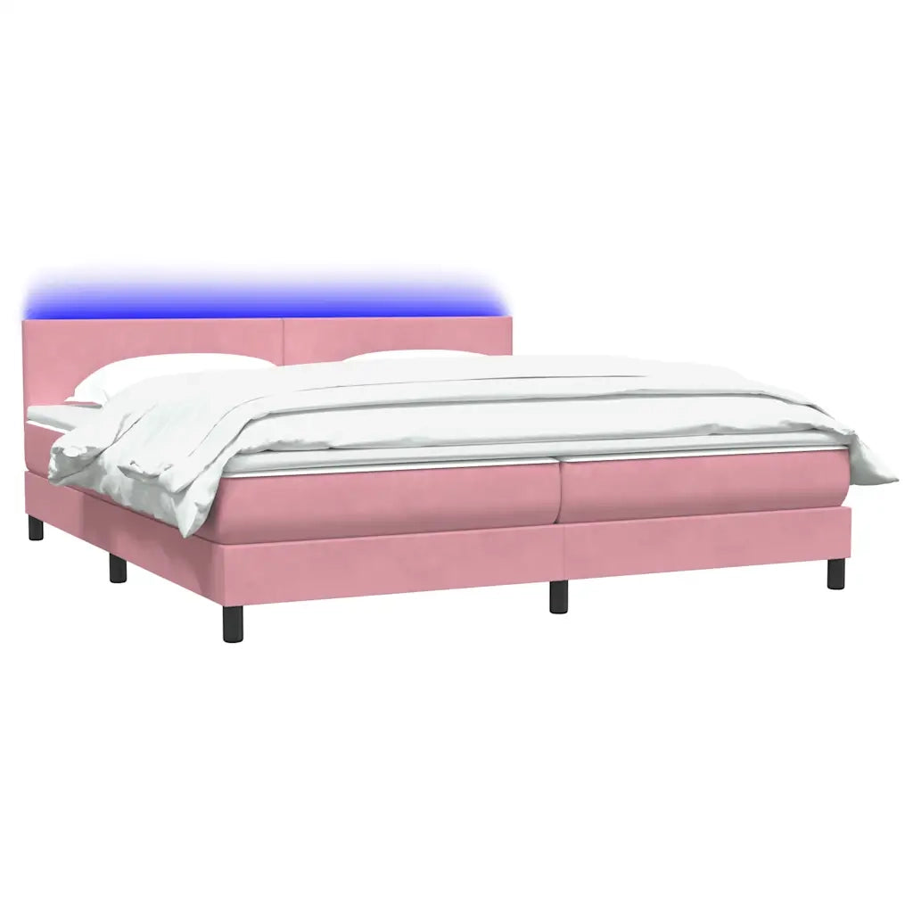 Letto a Molle con Materasso e LED Rosa 180x210 cm in Velluto 3316706