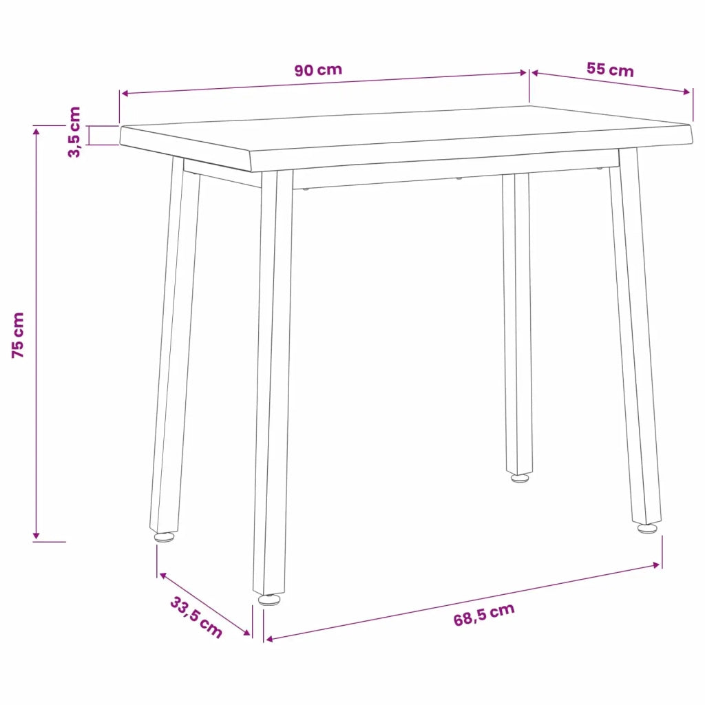 90 x 55 x 75 cm Legno di Acacia Massello Naturale e Caffè 937470