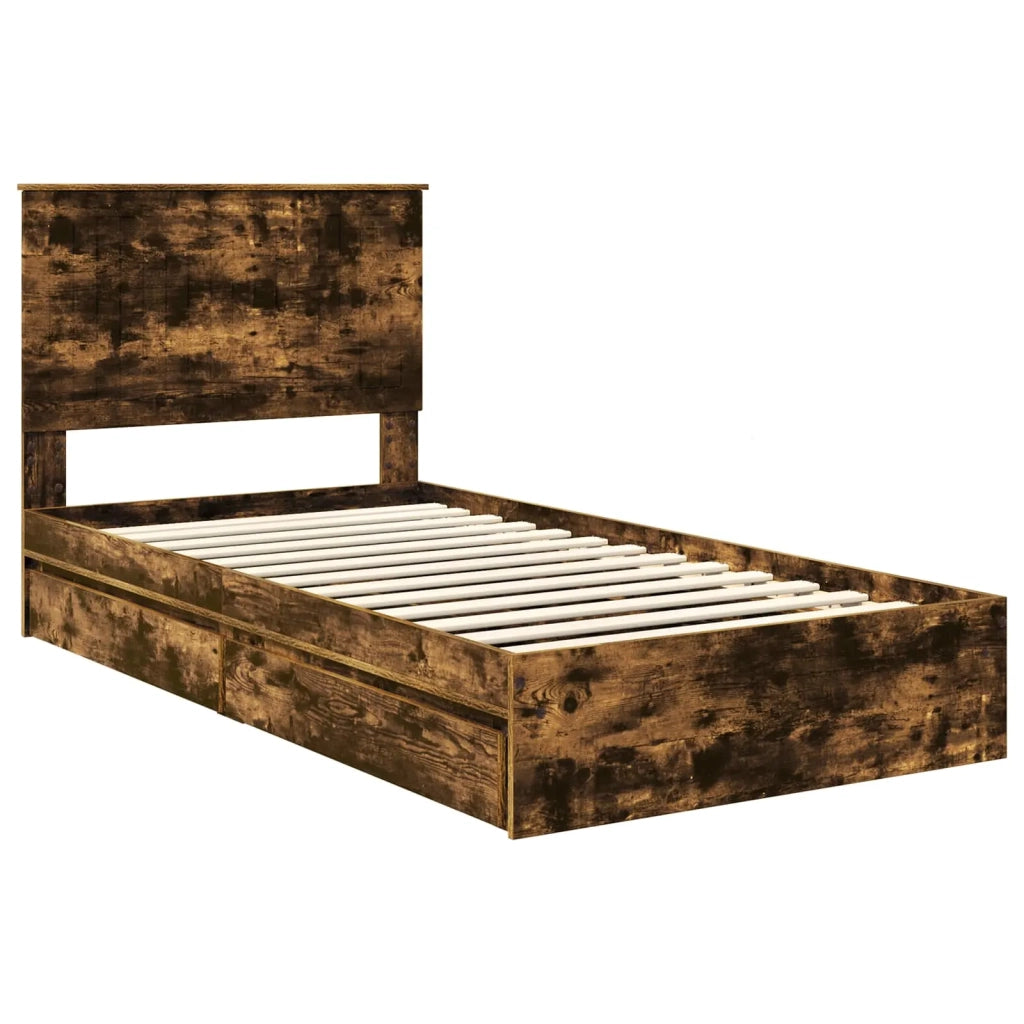 Letto con Contenitore con testiera Rovere fumé 100 x 200 cm