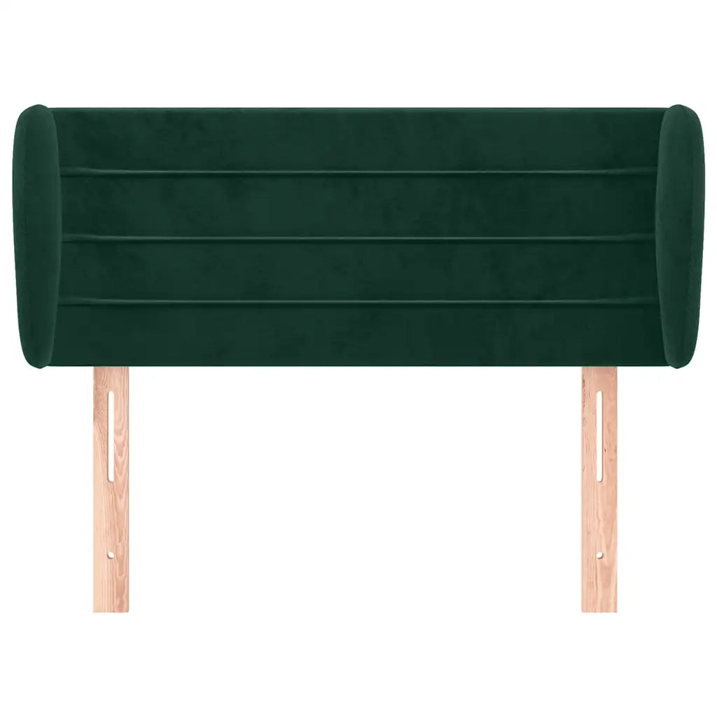 Testiera ad Orecchio-Testata con Orecchie Verde Scuro 103x23x78/88 cm in Velluto 881821