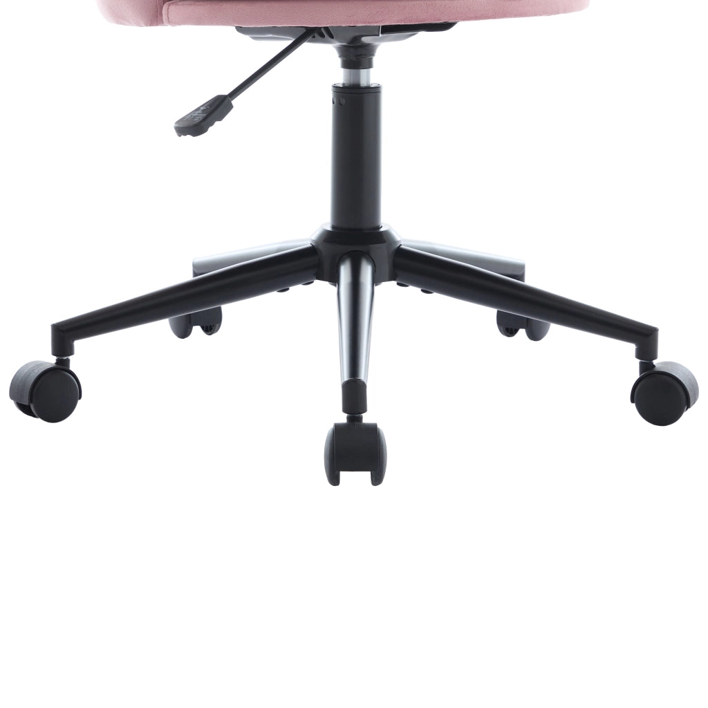 Sedia da ufficio girevole regolabile in altezza con cuscino lombare e seduta imbottita in velluto rosa