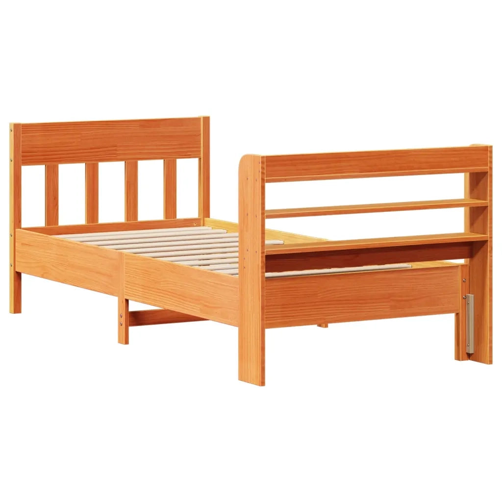 Letto senza Materasso Marrone Cera 100x200 cm in Legno di Pino