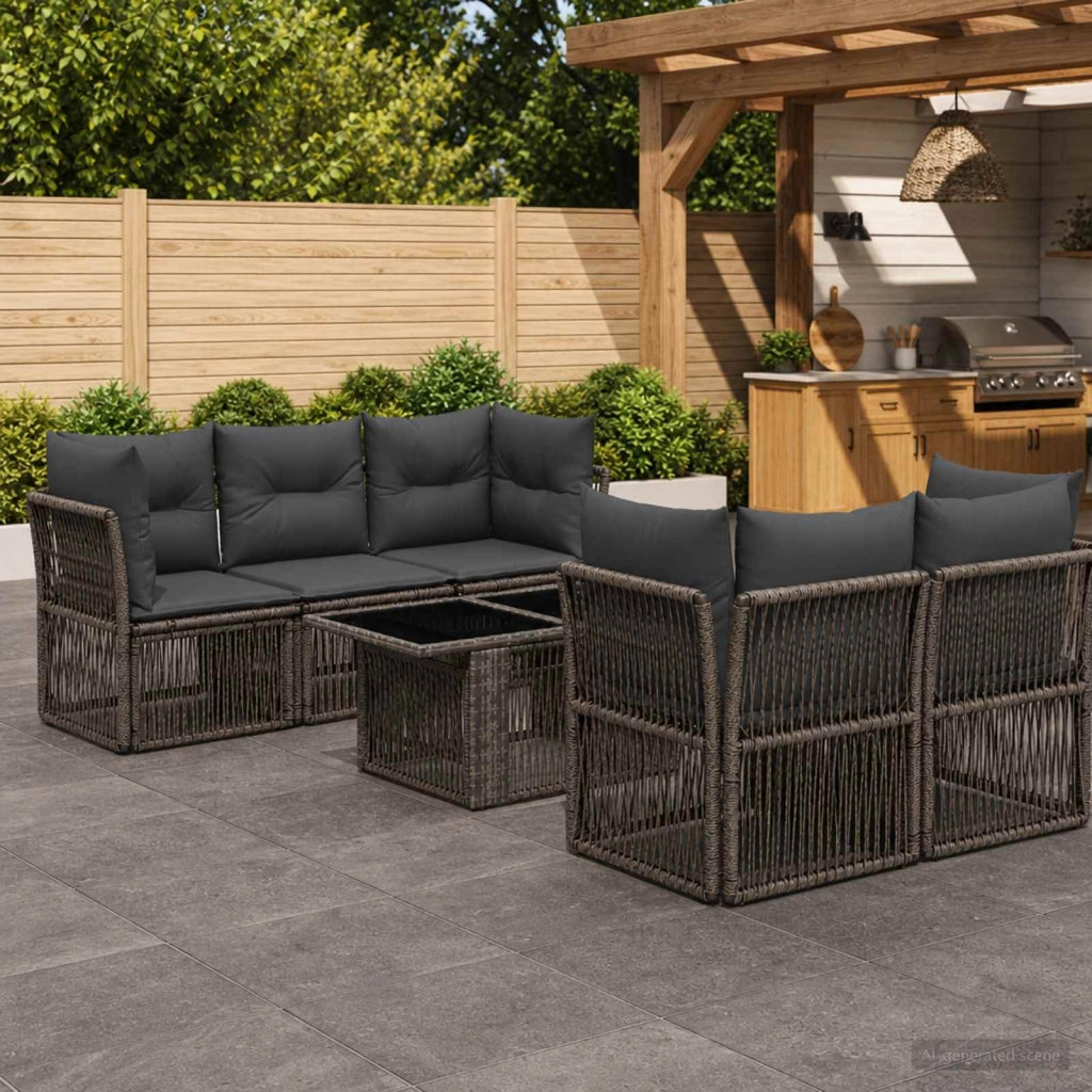 Set Divano da Giardino 6 pz Grigio polyrattan 3436421